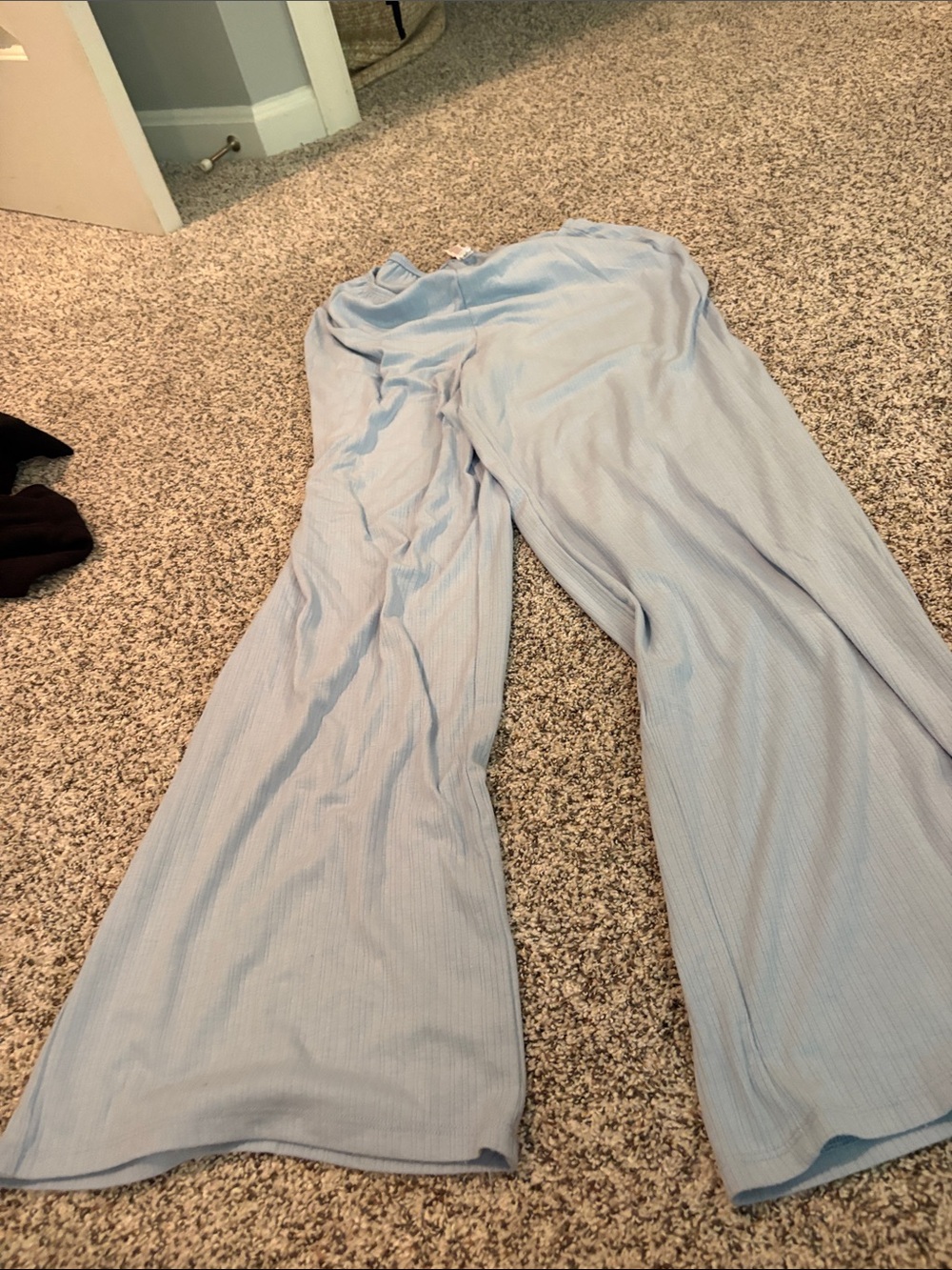 Auden Light Blue Ribbed Wide-Leg Pajama Pants